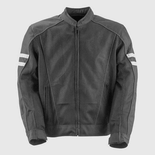 Black Brand Venturi Mesh Motorcycle Jacket in black front view
