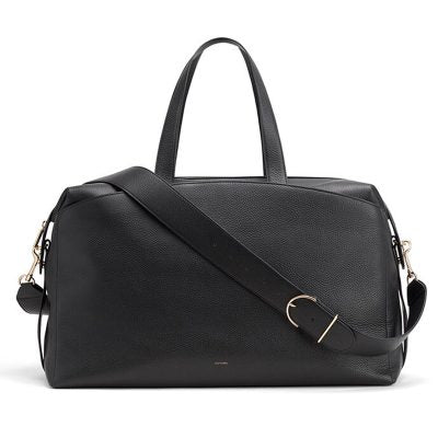 Jet Set Black Leather Travel Bag – Premium Saffiano Leather Duffel