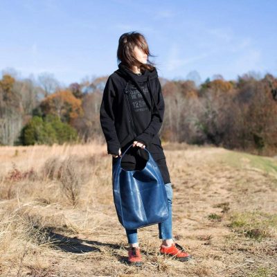 AzureLuxe Blue Leather Hobo Bag