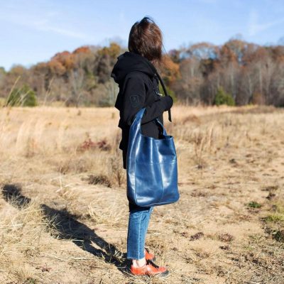 AzureLuxe Blue Leather Hobo Bag