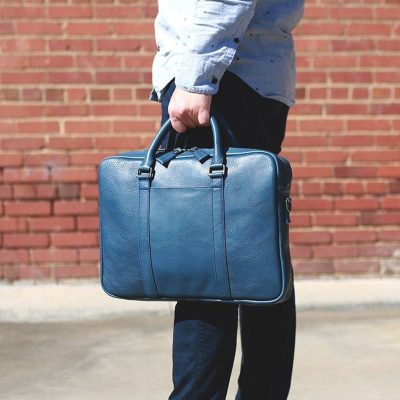 Azure Sky Leather Messenger Bag – Sleek Artisan Design for Everyday Journeys