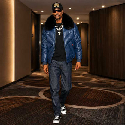 Goose Country bomber jacket with removable black fur collar