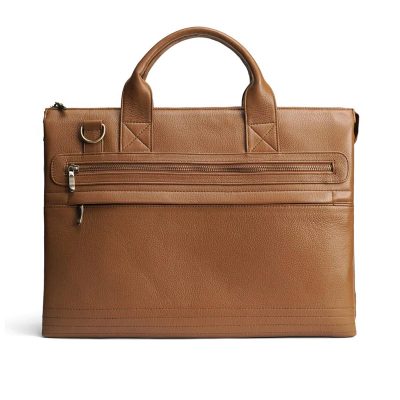 LuxeTech Brown Leather Laptop Bag – Sleek Work & Travel Companion