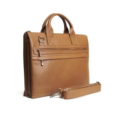 LuxeTech Brown Leather Laptop Bag – Sleek Work & Travel Companion