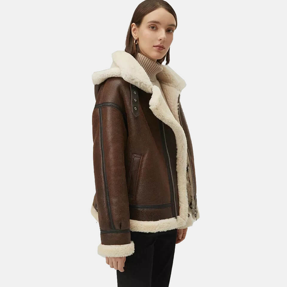 brown shearling coat