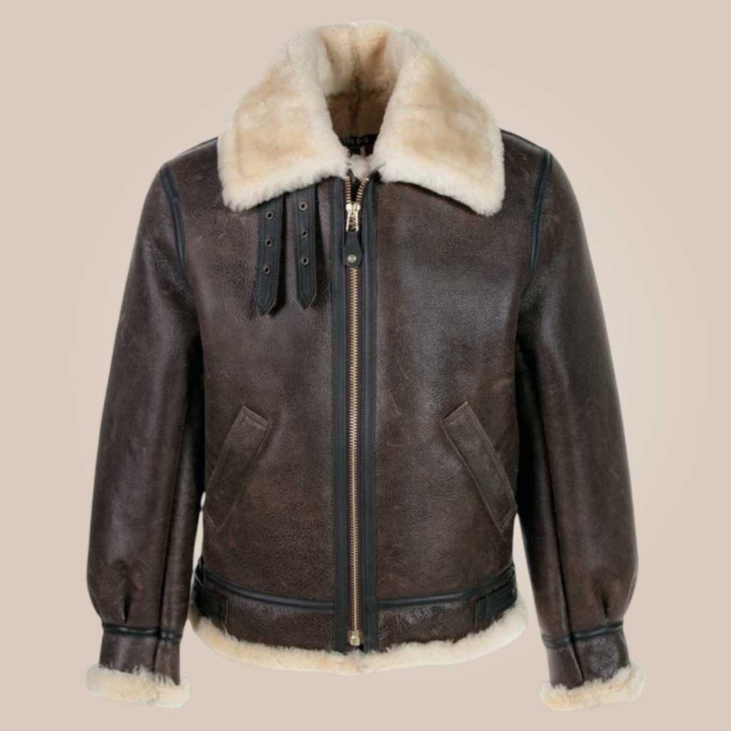 classic B3 sheepskin leather bomber jacket