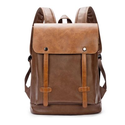 College Wind Vintage Leather Backpack – Retro Academic Style