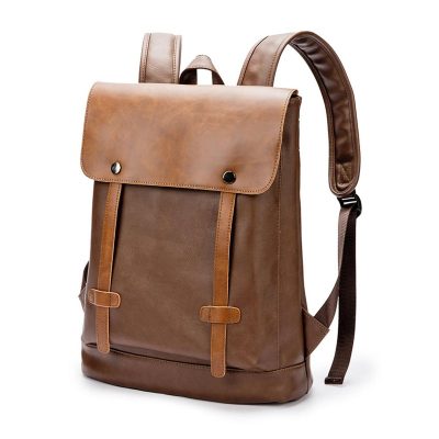 College Wind Vintage Leather Backpack – Retro Academic Style