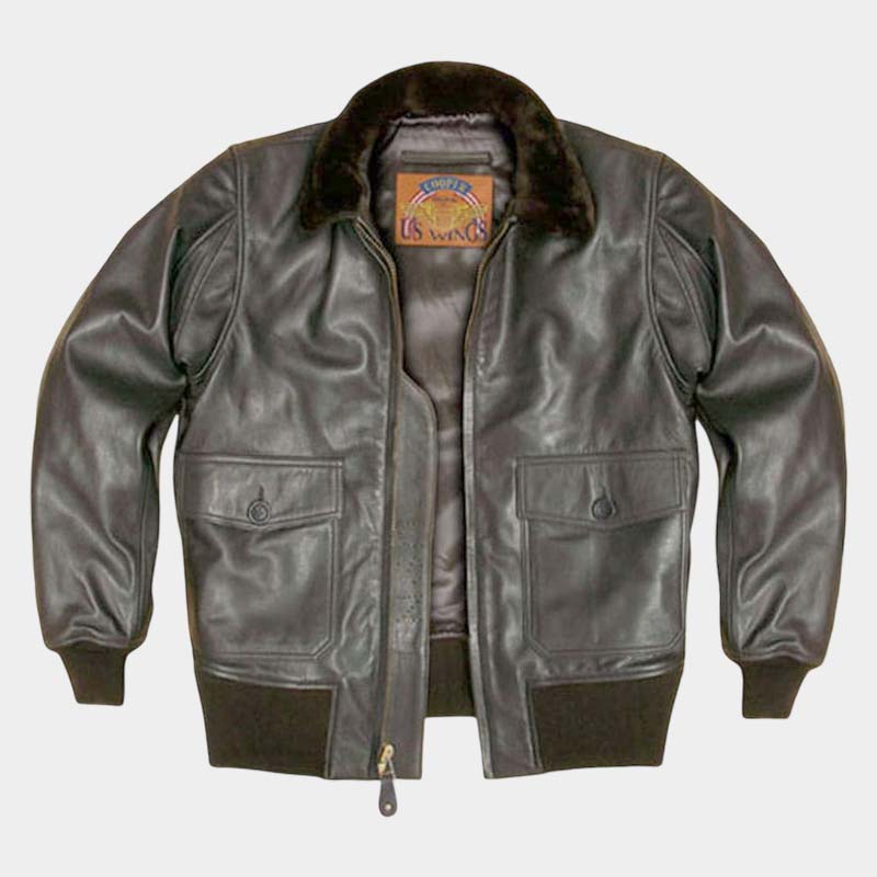 COOPER Original US Navy G-1 flight jacket in Seal Brown goatskin leather