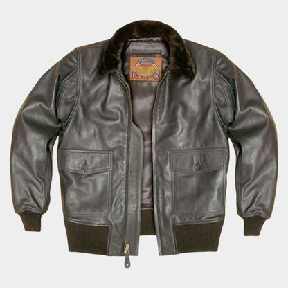 COOPER Original US Navy G-1 flight jacket in Seal Brown goatskin leather