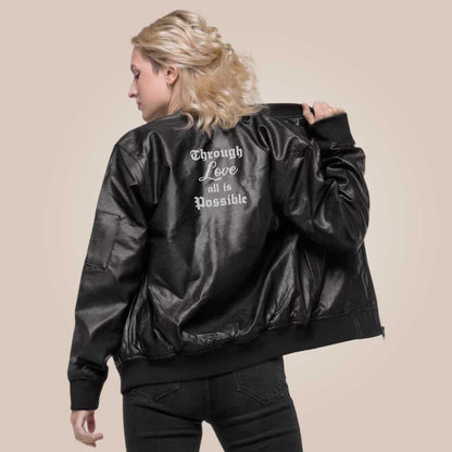 crescent city leather jacket back embroidery detail