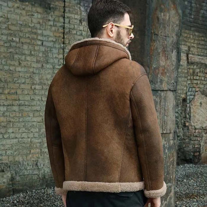 B3 leather jacket featuring a faux shearling inner shell