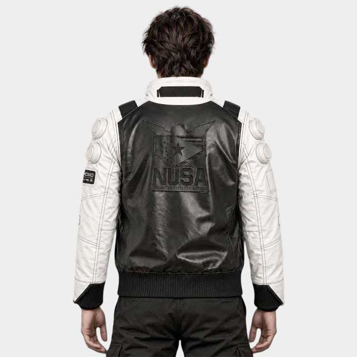 Cyberpunk 2077 NUSA-inspired leather cosplay jacket