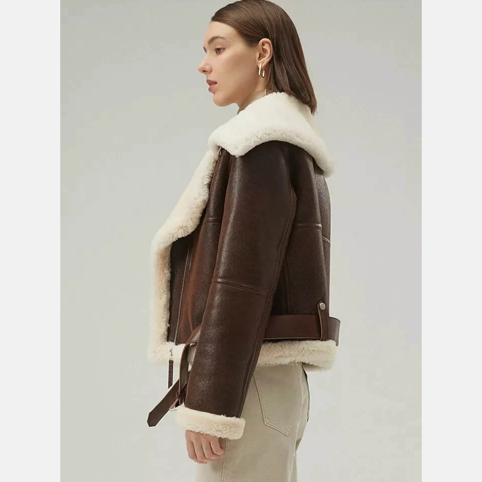 dark brown shearling-lined jacket