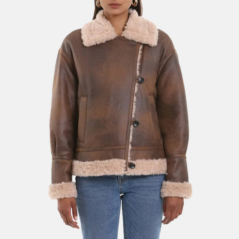 faux shearling-lined moto jacket