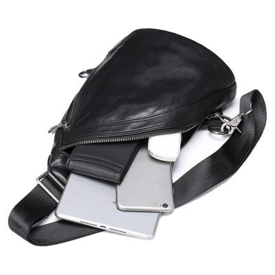 Flavio Black Leather Crossbody Bag – Sleek Everyday Carry
