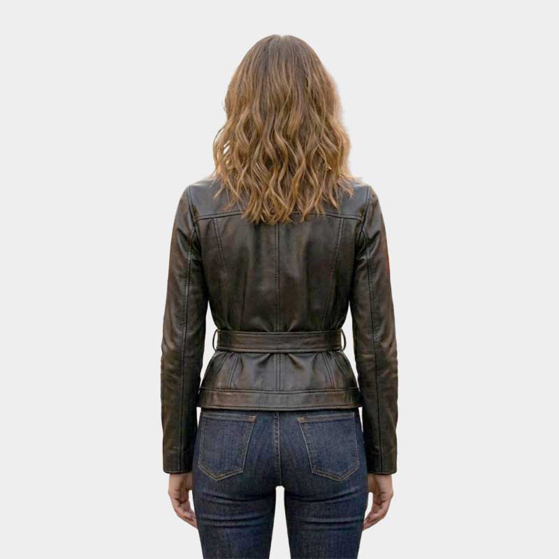 Handcrafted Silver Floral Embroidered Leather Jacket