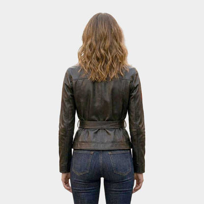 Handcrafted Silver Floral Embroidered Leather Jacket