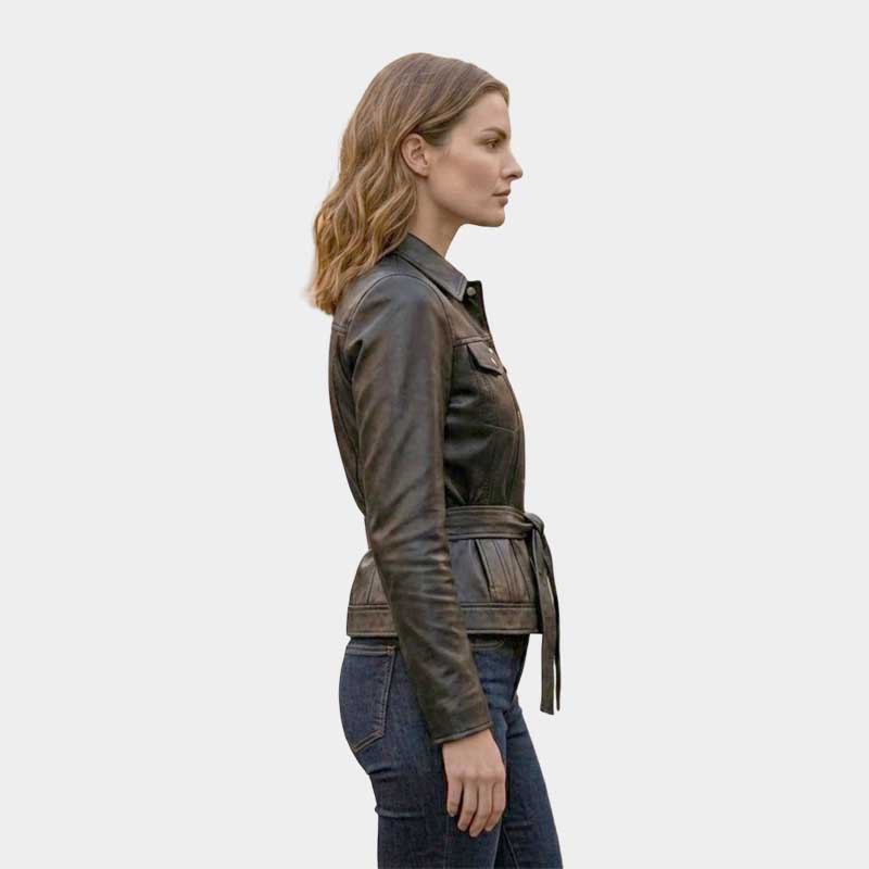 Handcrafted Silver Floral Embroidered Leather Jacket