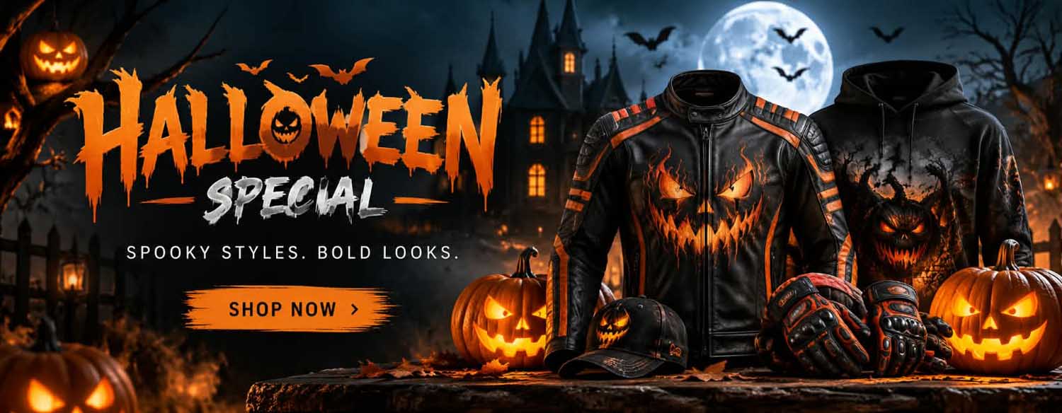 Halloween Costume Leather Jackets Promotional Banner