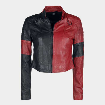 Harley Quinn inspired genuine leather cosplay jacket with zipper