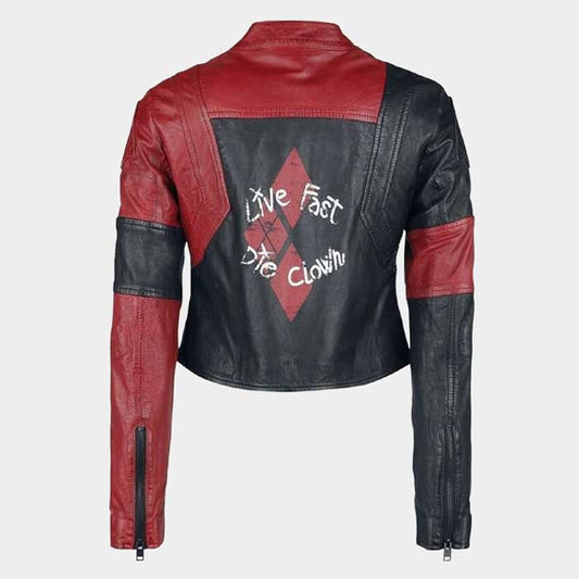 Harley Quinn Live Fast Die Clown leather Halloween cosplay jacket