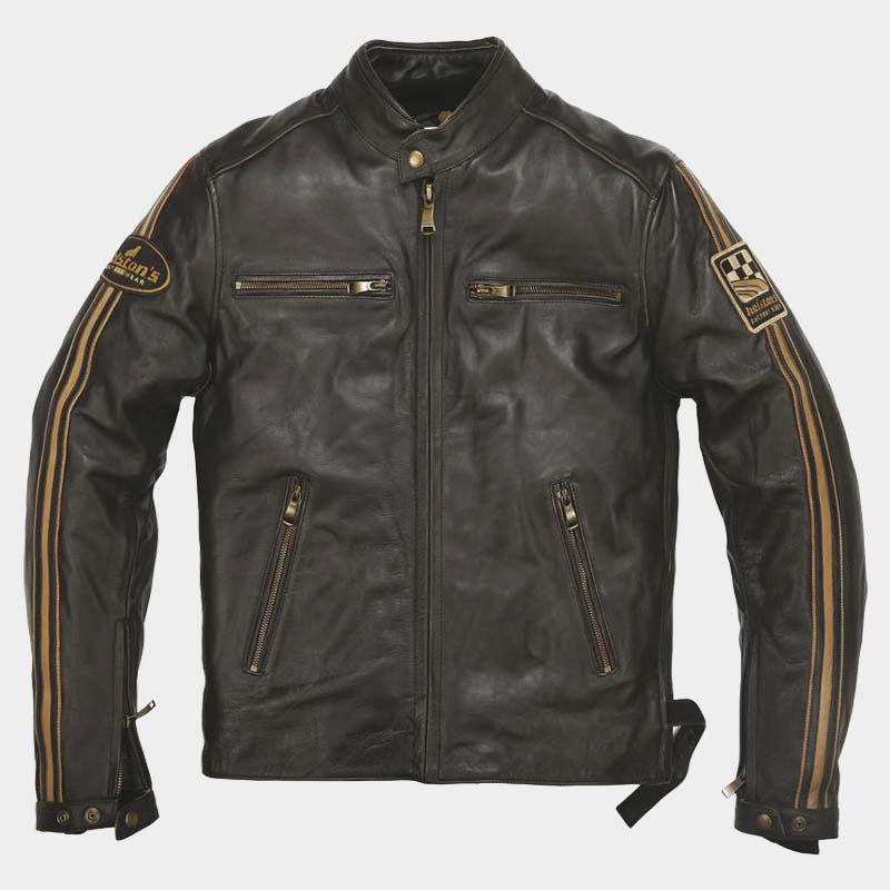 Helstons Ace Oldies Leather Jacket in distressed cowhide leather
