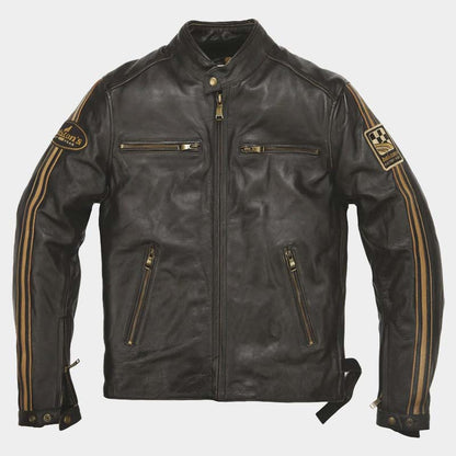 Helstons Ace Oldies Leather Jacket in distressed cowhide leather