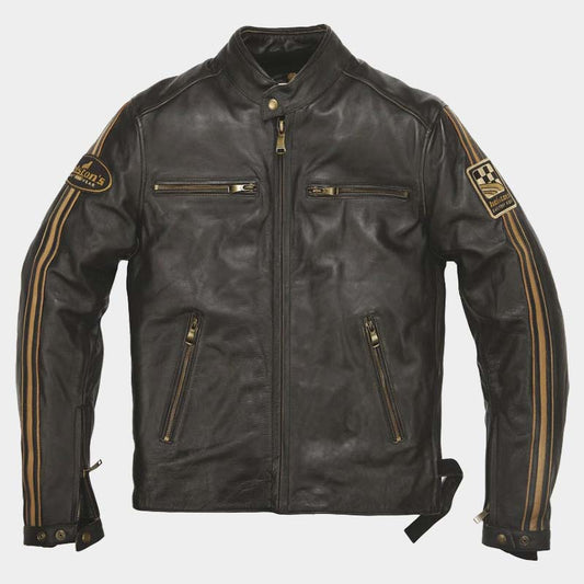 Helstons Ace Oldies Leather Jacket in distressed cowhide leather