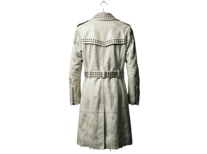 Back view of handmade Brando leather long coat