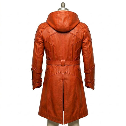  Back design of premium men’s maroon leather jacket
