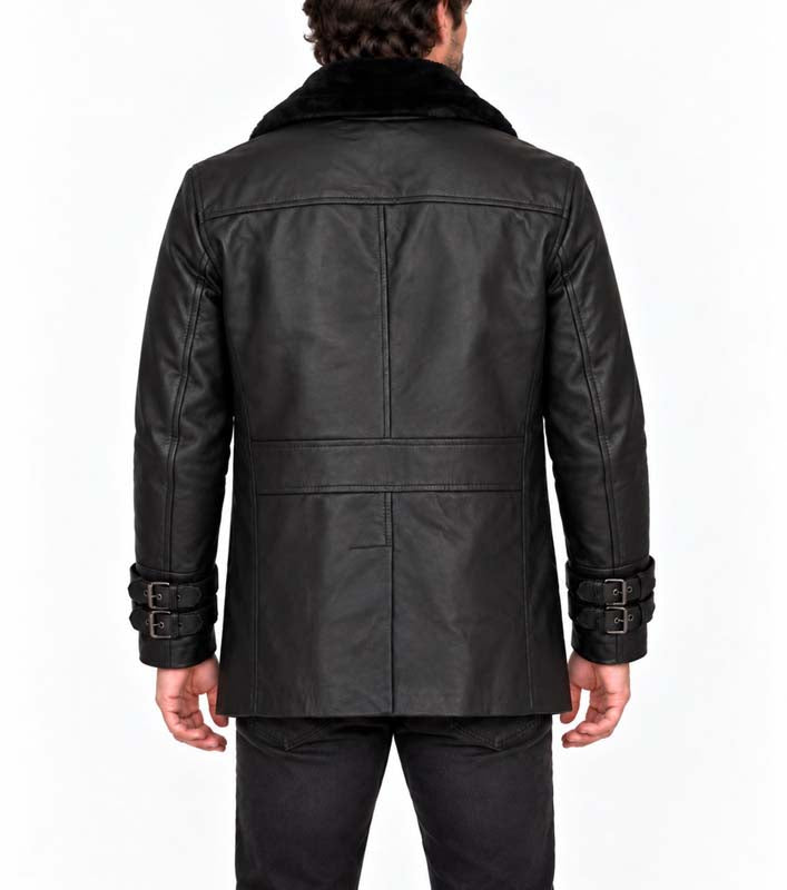 Resident Evil Requiem leather jacket with black faux-fur collar
