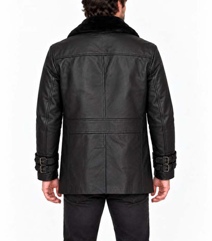 Resident Evil Requiem leather jacket with black faux-fur collar