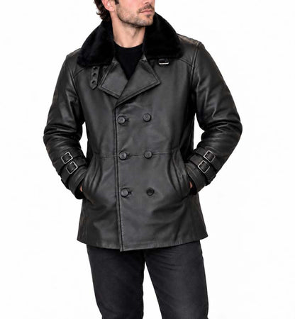 Leon S. Kennedy Resident Evil Requiem black leather coat front view