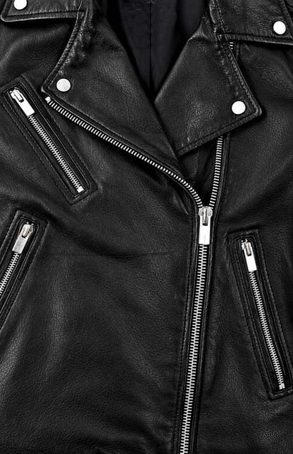 Men's vintage moto jacket featuring multiple zippered pockets