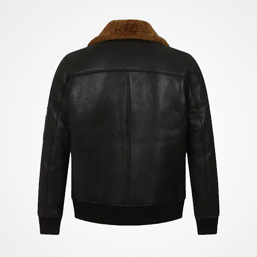 Men’s Black Shearling Aviator Bomber Jacket