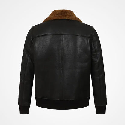 Men’s Black Shearling Aviator Bomber Jacket