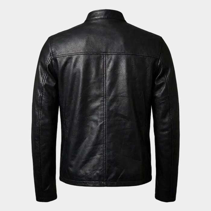 Genuine leather cosplay jacket with front zipper closure