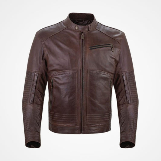 Men's Premium Brown Leather Biker Jacket