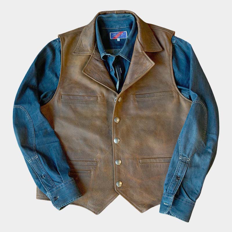 Men's Western waistcoat with snap button closure and pockets