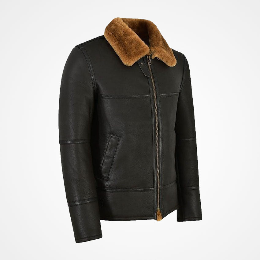 Men's Classic Brown Shearling Leather Jacket
