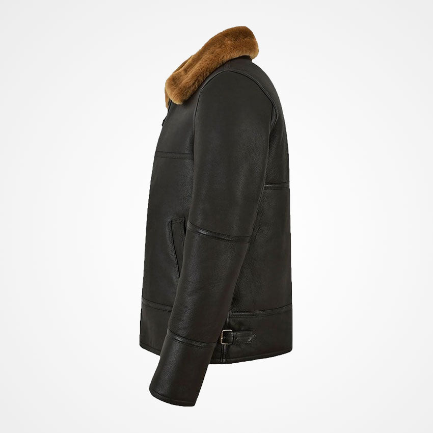 Men's Classic Brown Shearling Leather Jacket