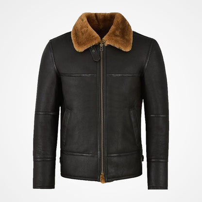 Men's Classic Brown Shearling Leather Jacket
