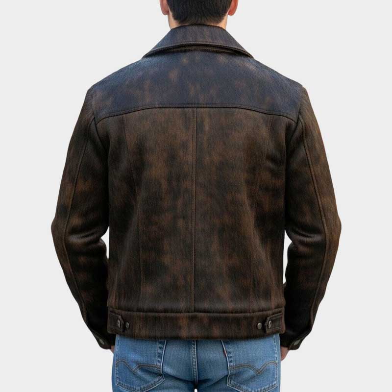Men's Hair On Cowhide Leather Jacket Western Cowboy Style