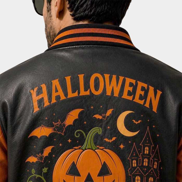 Halloween leather jacket styled for fall and cosplay events