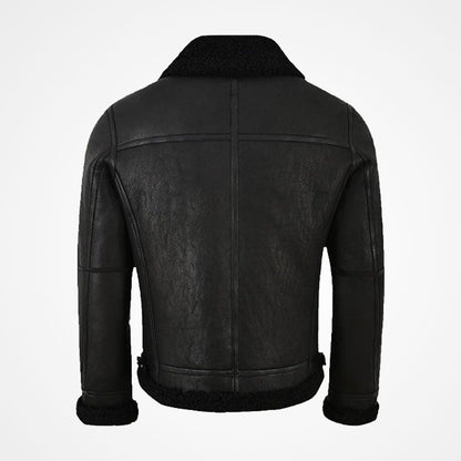 Men’s Jet Black Shearling Leather Jacket
