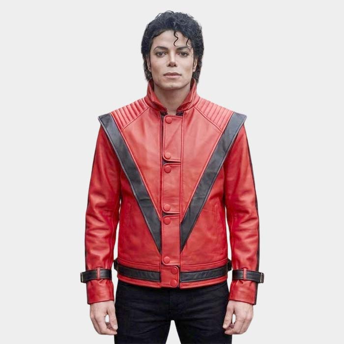 Michael Jackson inspired Thriller jacket in red and black faux leather