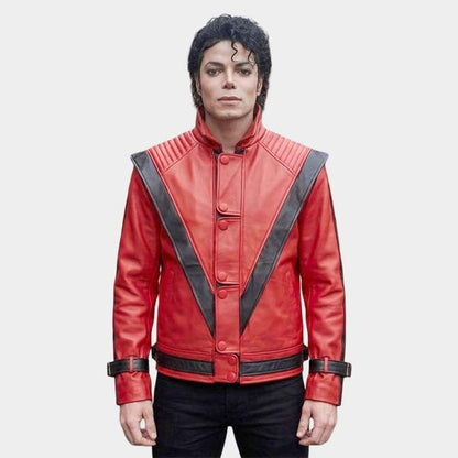 Michael Jackson inspired Thriller jacket in red and black faux leather