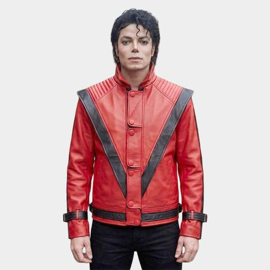Michael Jackson inspired Thriller jacket in red and black faux leather