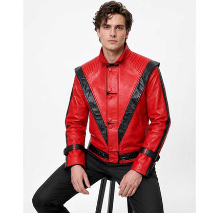 Thriller costume jacket with black outer-sleeve stripes
